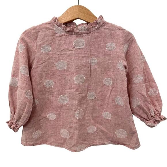 Roberta Bacarelli 3/4 Sleeves Blouse Pink with Polka Dots 2T - Picture 1 of 8